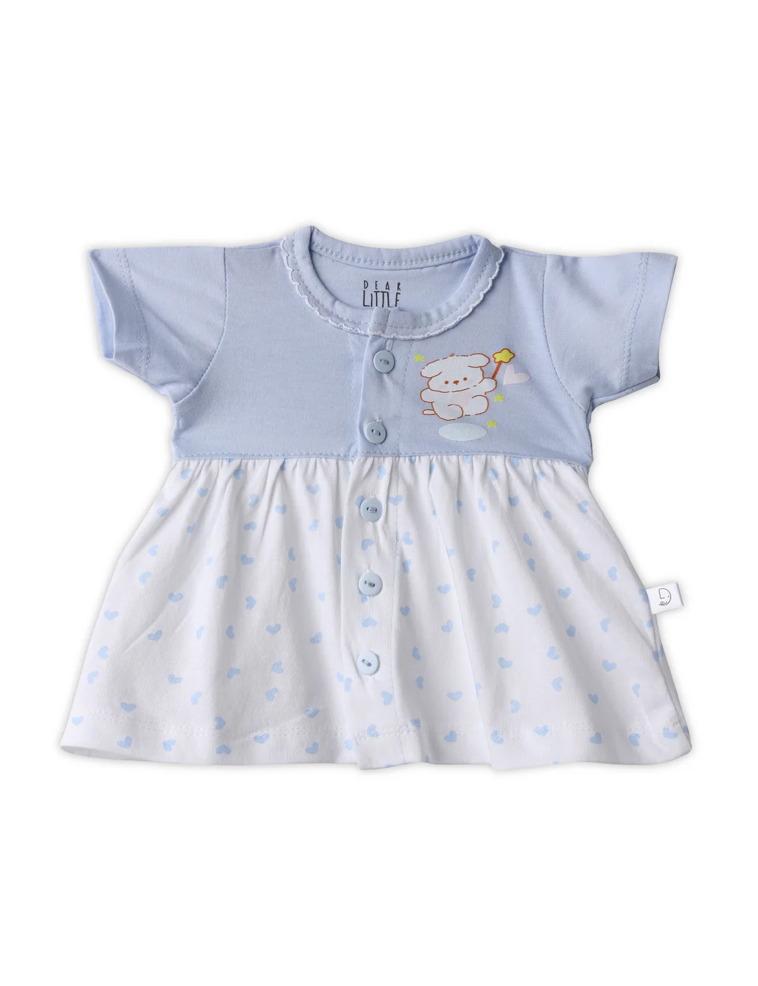 Cuddle Bear Cotton Frock - Blue & White - Image 2