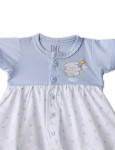 Cuddle Bear Cotton Frock - Blue & White