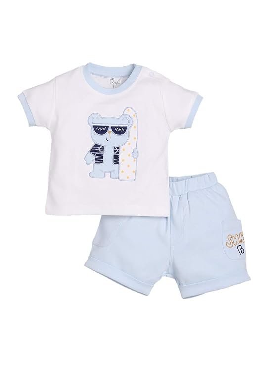BABY GO 100% Pure Cotton T-shirt and Shorts Set for Baby Boys