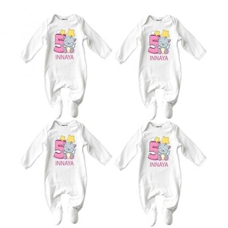 Five Months Old Baby Jumpsuit,New Born Baby Customised Name Baby Dress for Girl (Pack of 4) -