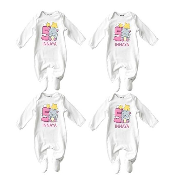 Five Months Old Baby Jumpsuit,New Born Baby Customised Name Baby Dress for Girl (Pack of 4) -