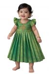 Anura Creations Tissue Silk Baby Girl Gown | Soft Silk Long Frock for Newborn & Infants | Festive Dress