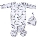 Newborn Knotted Gown 0-6 Months Girl Breathable Sleeper Gowns with Hat Set