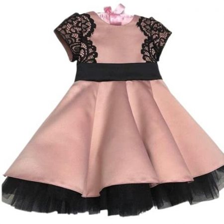 Just Unique Baby Girls Satin & Net Floral Print Sleeveless Party Dress