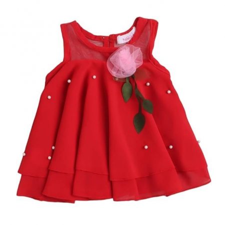 Hopscotch Baby Girls Knee Length Casual Dresses in White Color