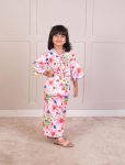 Cotton Round Neck Full Sleeves Regular Floral Printed Kurti with Pants For Baby Girls