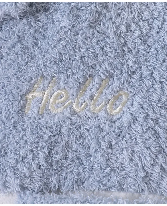 Kookie Kids Full Sleeves Front Open Winter Wear Fur Romper with Text Embroidery - Light Blue