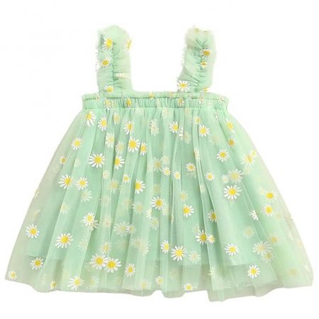 TotzTouch Baby Girls Dress | Frock Cami Strap Flared Printed Net Sleeveless Gown 3 Set