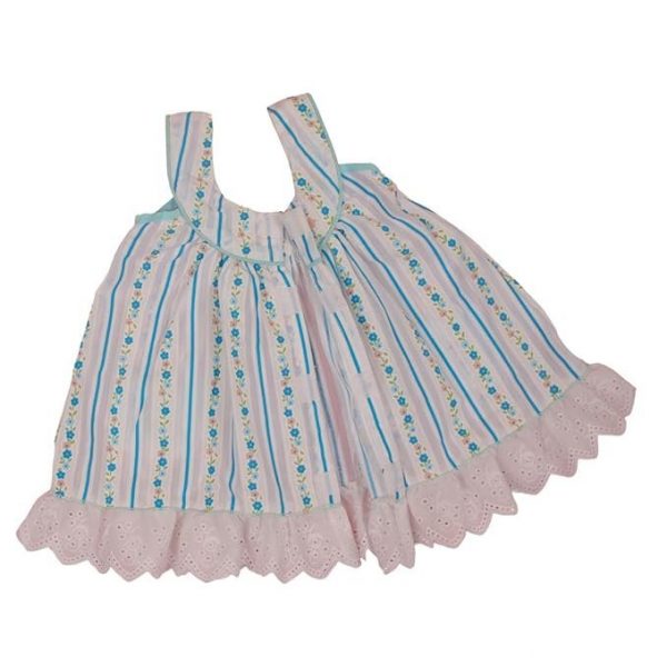 Adorable Baby Frock with Bloomers | Cotton Lace Dress | Floral Stripes | Comfy Fit | Ruffled Sleeves | Everyday Outfit