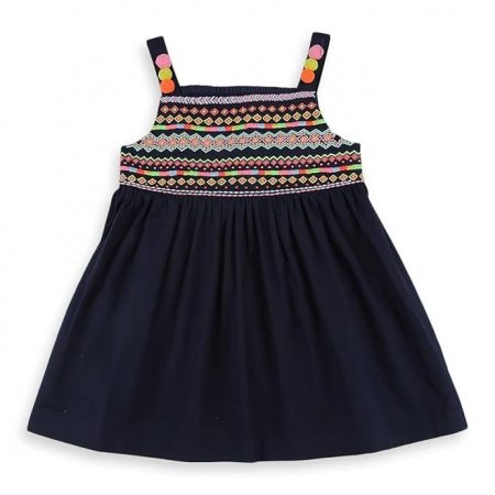 Nautinati Girls A-line Print Strap Sleeve Cotton Dress | Age 0-3Years