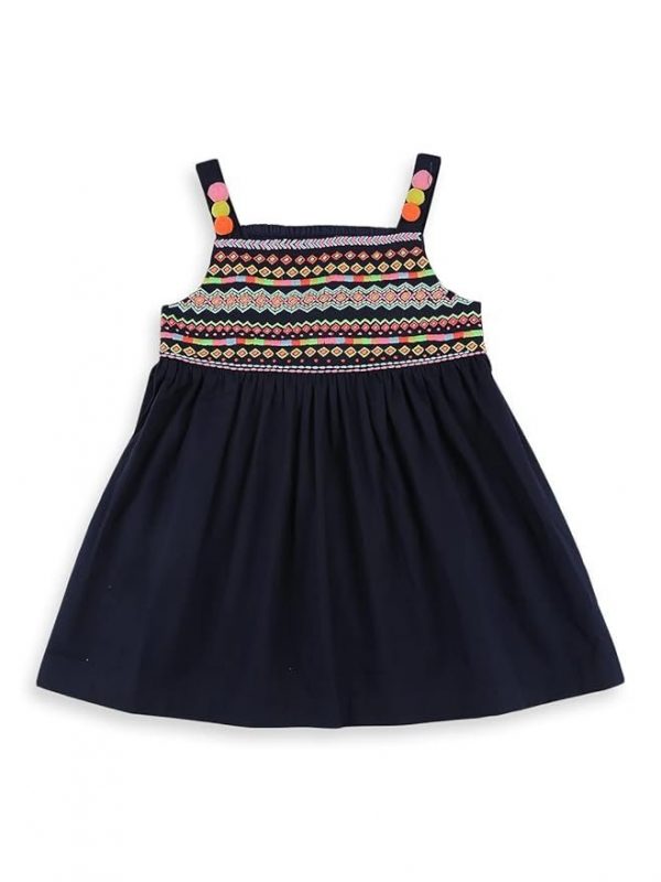 Nautinati Girls A-line Print Strap Sleeve Cotton Dress | Age 0-3Years