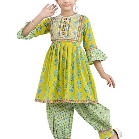 Arshia Fashions Girls Ethnic Wear Kurti and Dhoti Pant Set