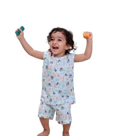 Organic Cotton Half Sleeve Top and Shorts Set | Night Suit for Boys & Girls | Sleepwear Kids Products | Night Wear Rompers | Full Cover Dress