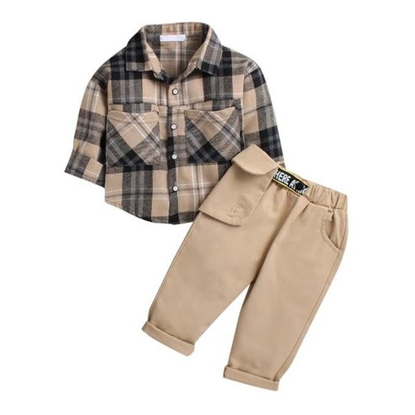 Hopscotch Baby Boys Cotton Checkered Pant Set