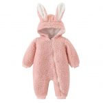 Baby Bucket Single Zip Warm Fleece Hooded Romper