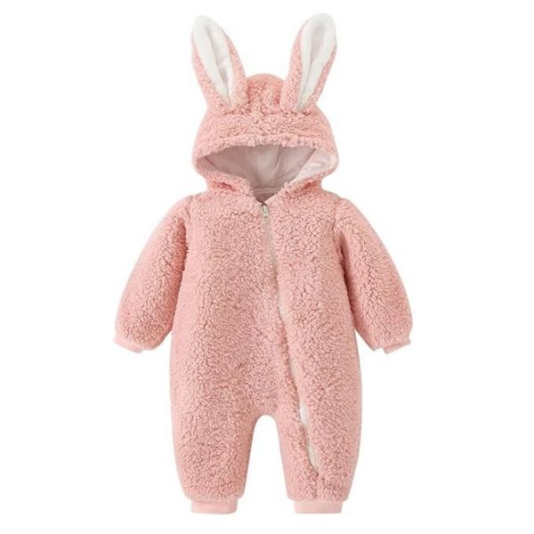 Baby Bucket Single Zip Warm Fleece Hooded Romper