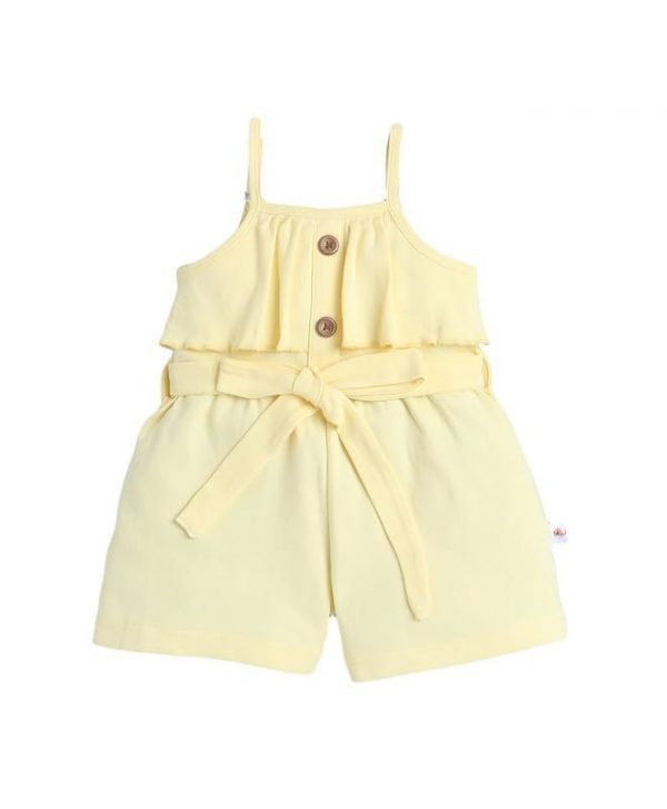 BUMZEE Baby Girls Cotton Sleeveless Above Knee Jumpsuit With Belt