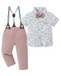 SANMIO Toddler Baby Boy Clothes Suit Gentleman Wedding Outfits, Formal Dress Shirt with Bowtie
