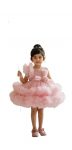 Baby Girl's Light Pink Ruffled Tulle Net Party Dress | Princess Frock Gown for Birthday, Wedding, Photoshoot | Knee Length Fancy Wear