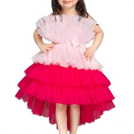 Inayah Fashion Premium Designer Ruffle Tulle High-Low Party Dress for Girls