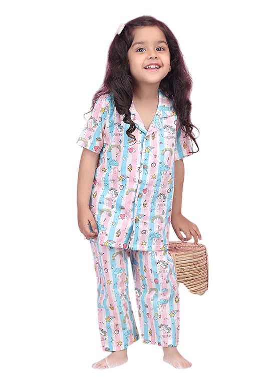 POLKA TOTS 100% Pure Cotton Night Suit for Kids | Half Sleeve Pyjama Set | Unisex Night Dress for Kids Girls & Boys | Sleepwear for Kids, Trendy Winter Night Dress for Boys & Girls 9 Months to 8 Years