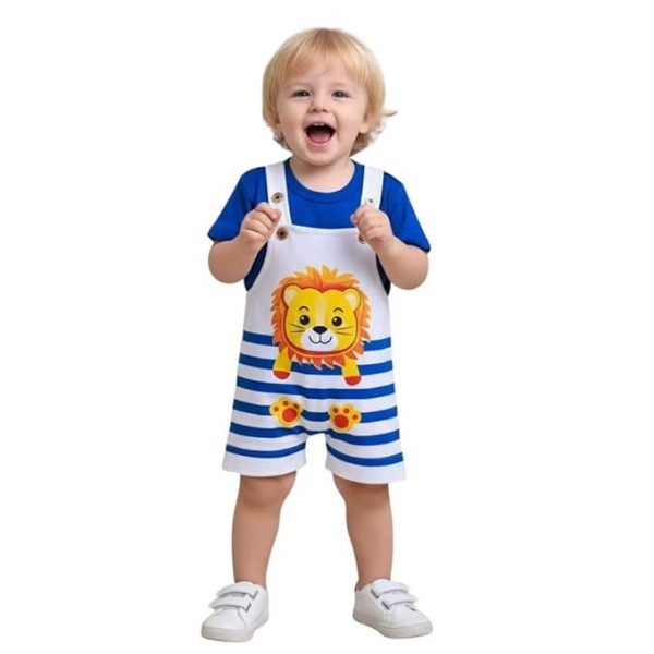 A.T.U.N. (ALL THINGS UBER NICE) Baby Boys Cotton Printed Dungaree Set | Soft Breathable Fabric | Adjustable Strap Shorts with Heart Print | Stylish Casual Outfit for Baby Boys and Girls