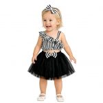 A.T.U.N. (ALL THINGS UBER NICE) Baby Girls One Shoulder Printed Crop Top with Skirt & Matching Headband Set | 3 Piece Outfit Set for Kids