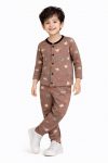 3BROS Cotton Bodysuit Dress with Full Pajama and Full Sleeves Night Suit Top Combo Set for Boys & Girls Baby Home Wear and Sleepwear Pack of 1 (Brown, 18-24 Months)