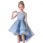 3D Embroidered Flowers Princess Lace Dress for Girls Birthday Party Prom Girl's Special Occasion Performances Host Evening Gown