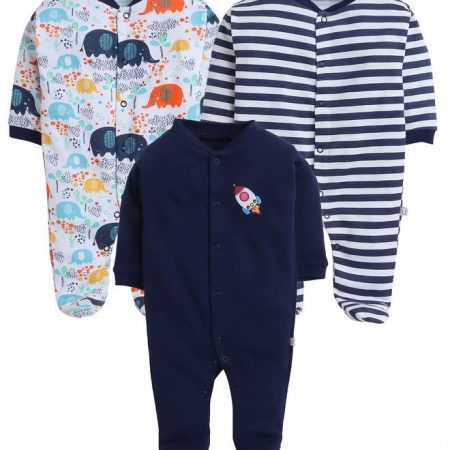 Pooja Baby 100% Cotton Rompers/Sleepsuits/Jumpsuit/Night Suits for Baby Boys & Girls, Infants, New Borns