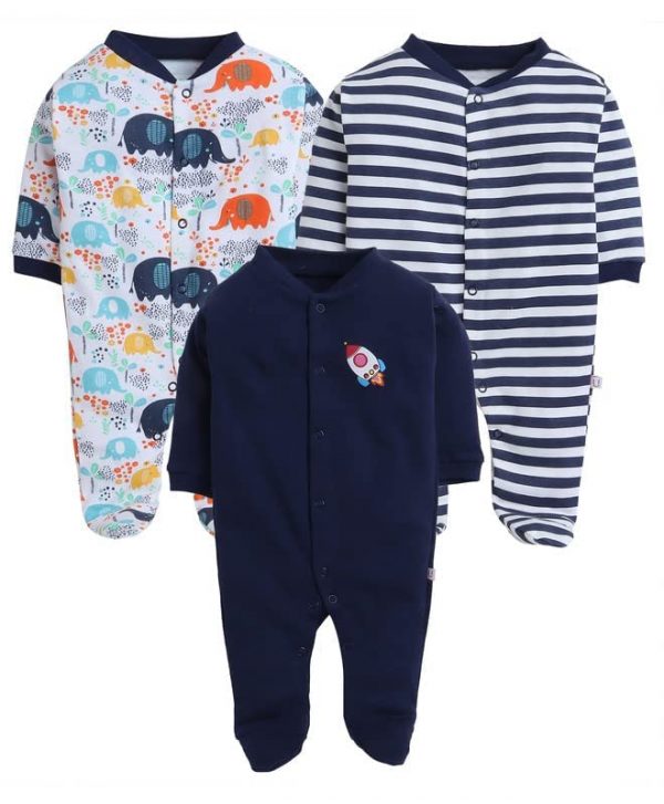 Pooja Baby 100% Cotton Rompers/Sleepsuits/Jumpsuit/Night Suits for Baby Boys & Girls, Infants, New Borns