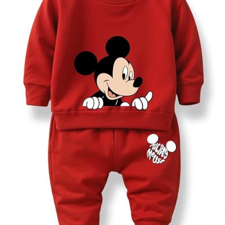 minicult Mickey cotton Kids Coords matching Tshirt and pant set with character print (Pack of 1)