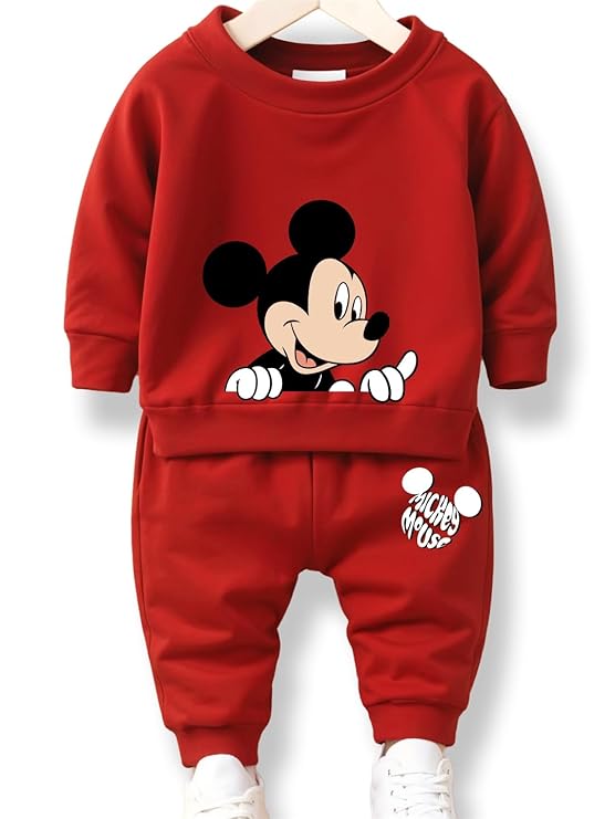 minicult Mickey cotton Kids Coords matching Tshirt and pant set with character print (Pack of 1)