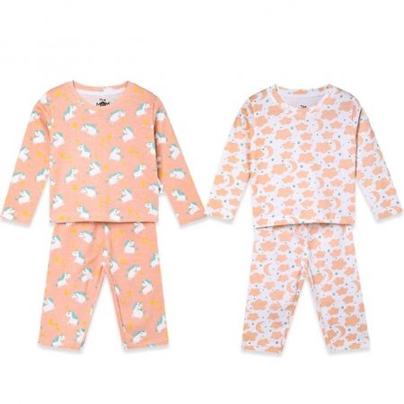 The Mom Store Baby and Kids Cotton Printed Pyjama Set Combo | Printed | Cotton | Nightwear | Sleepwear | Trendy Nightsuit Set for Boys and Girls