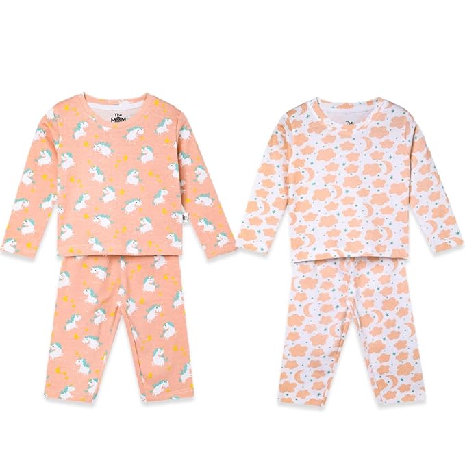 The Mom Store Baby and Kids Cotton Printed Pyjama Set Combo | Printed | Cotton | Nightwear | Sleepwear | Trendy Nightsuit Set for Boys and Girls