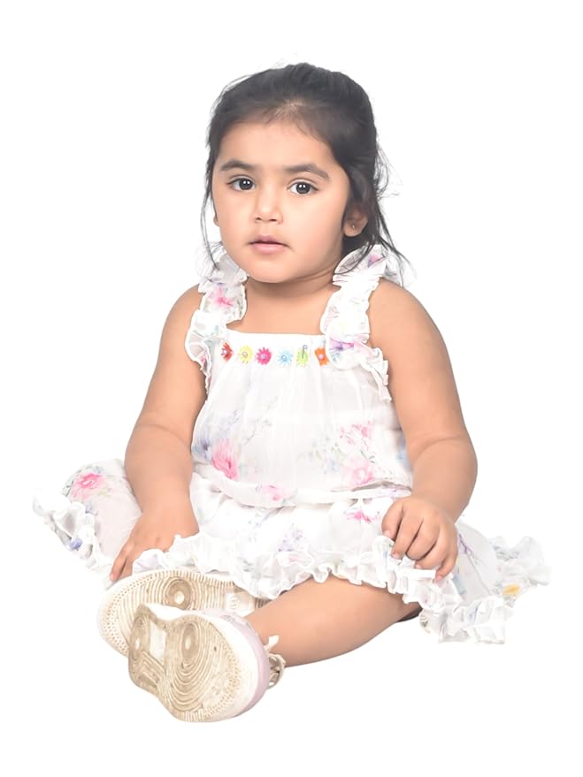 Floral Pretty Article for Girls White