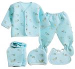 First Kick Presents New Born Baby Summer Wear Baby Clothes 5Pcs Sets 100% Cotton Baby Boys Girls Unisex Baby Cotton/Summer Suit Infant Clothes First Gift for New Born Baby