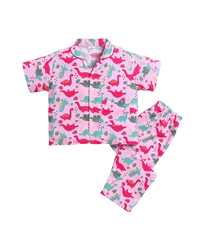 The Magic Wand Cotton Half Sleeves Christmas Night Dress for Boy & Girls, Night Suit/Nightdress/Sleepsuit/Sleepwear/Nightwear for Kids Top & Pyjama Combo Set