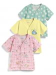 HELLCAT 100% Cotton Front Open Jhabla Vest & T Shirt for Babies - Pack of 3 (Unisex, 0-18 Months, Short Sleeve)