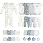 GRES 10-Piece Newborn Baby Clothing & Layette Gift Set - 100% Pure Cotton, Ultra Soft & Breathable Essentials - Fits to 0-3 Months Infants - Perfect New Born Outfit Pack