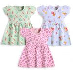 LuvLap Baby Girls Pack Of 3 Half Sleeve Frock 100% Cotton, XL (12 to 18 Months)