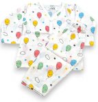 HuggleBug 100% Cotton Muslin Night Suit for Baby Boys & Girls (9-12 Months) | Soft Full Sleeve Shirt & Pajama Set