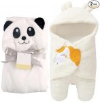 First Kick Baby Blankets New Born Combo Pack of Hooded Wrapper Sleeping Bag and Baby Bath Towel