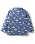Teddy Sinker Knit Full Sleeves Co-ords Night Suit With Cloud Print - Blue
