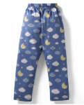 Teddy Sinker Knit Full Sleeves Co-ords Night Suit With Cloud Print - Blue