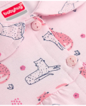 Babyhug Cotton Knit Half Sleeves Co-ords Night Suit With Animal Print - Pink