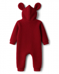 Kanvin Knit Full Sleeves Fur Winter Wear Romper With Ear Applique - Maroon